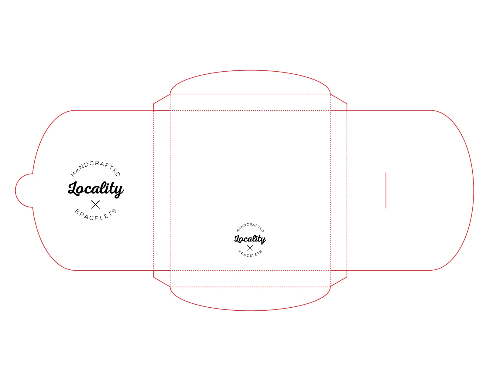 The flat cut-and-fold dieline for the kraft gift box, with cut lines marked in red.