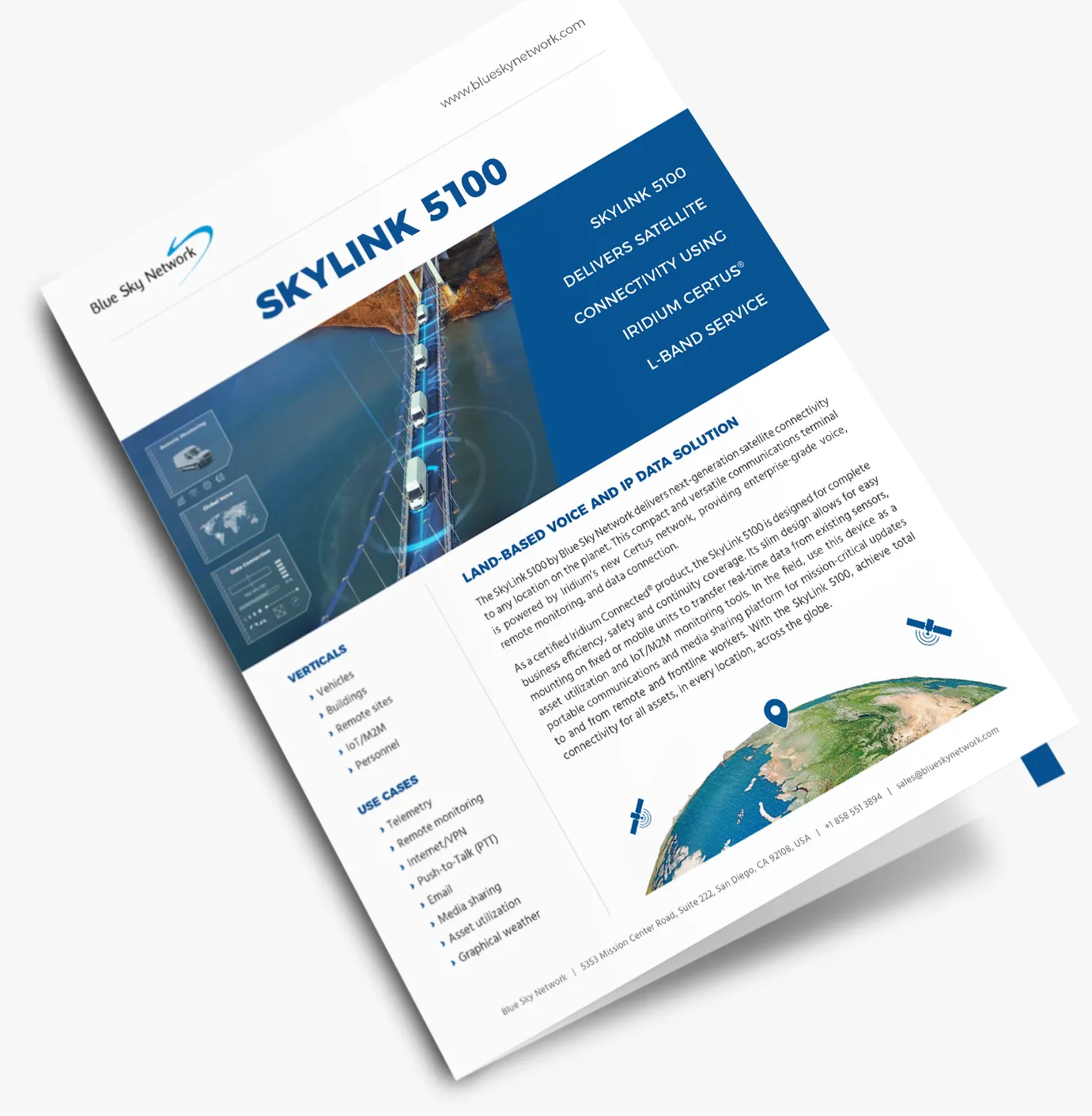 The SkyLink 5100 land brochure mockup.