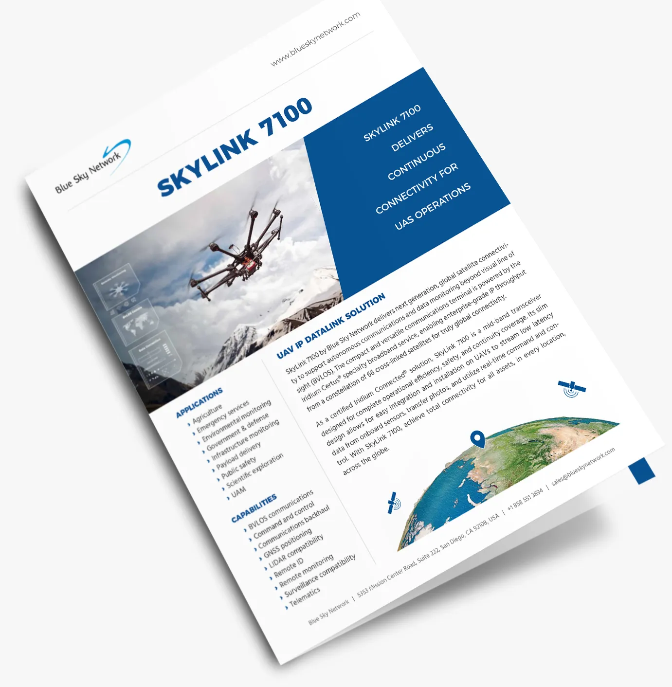 The SkyLink 7100 aviation brochure mockup.