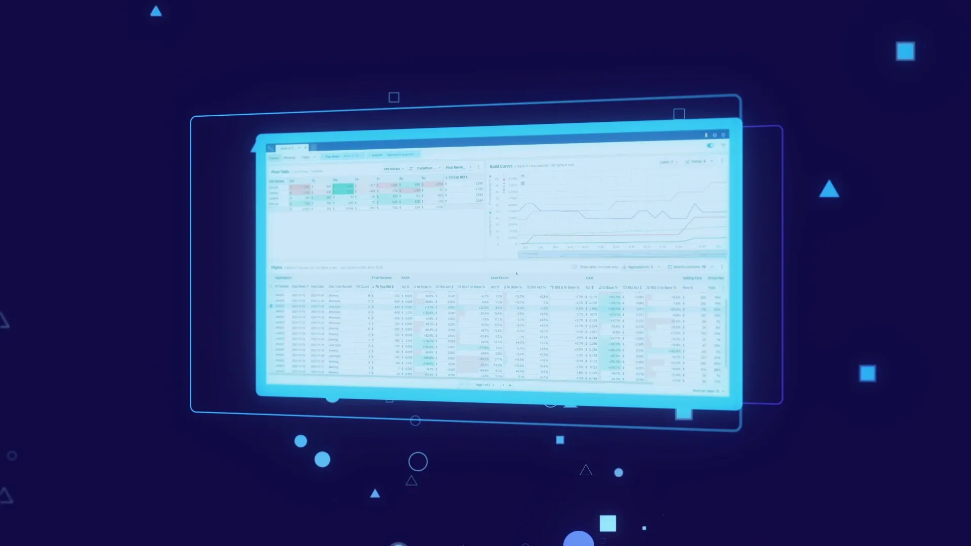 A cutdown frame: the platform interface floating in a field of particles