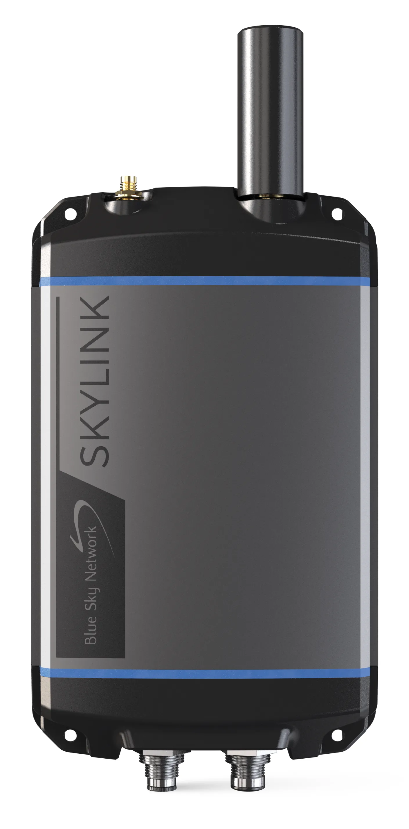 A front view of the SkyLink Data Gateway showing the Blue Sky Network and SkyLink label lockup.