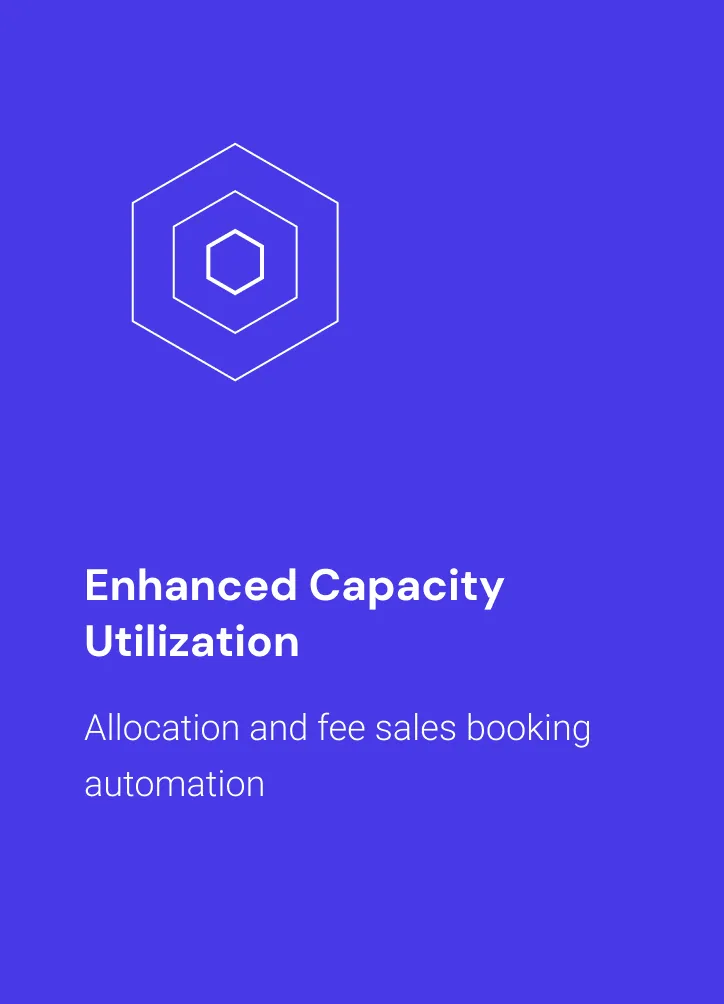 Enhanced Capacity Utilization feature card: allocation and fee sales booking automation