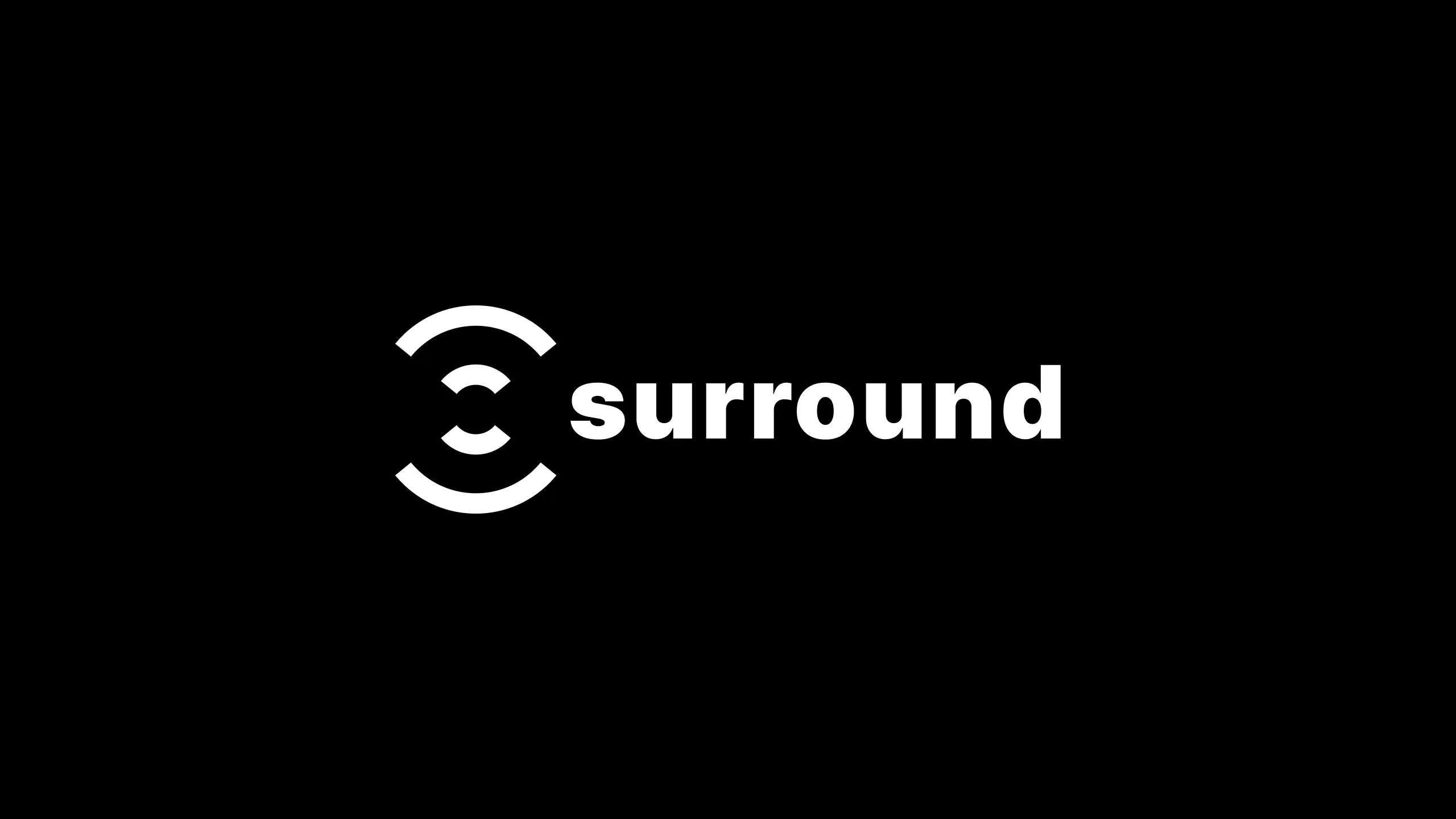 The Surround wordmark and arc mark in white on black