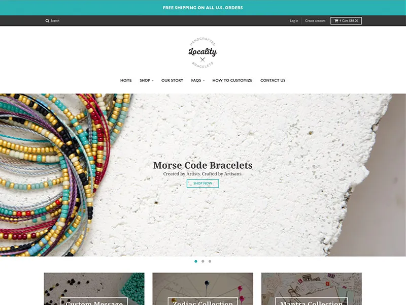 The Locality Bracelets home page.